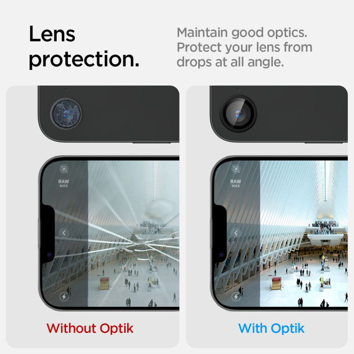 Spigen Optik Pro GLAS.TR "Ez Fit" Camera Cover 2-pack for iPhone 16e / 17e - Black
