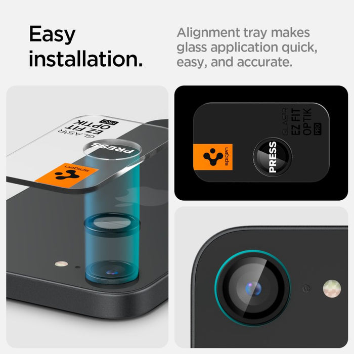 Spigen Optik Pro GLAS.TR "Ez Fit" Camera Cover 2-pack for iPhone 16e / 17e - Black