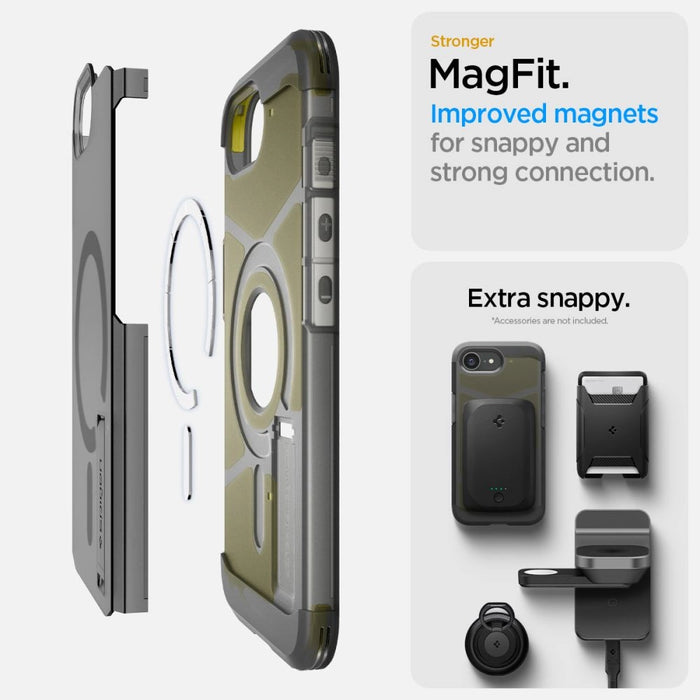 Spigen Tough Armor MagSafe iPhone 16e Case - Clear Gray