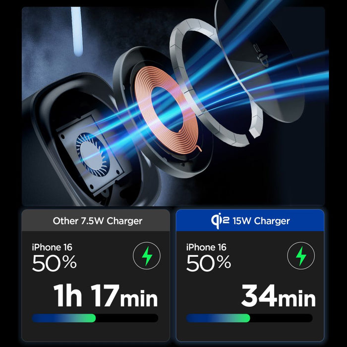 Spigen Essential EF223MS 3-in-1 QI2 Wireless Charger - Black