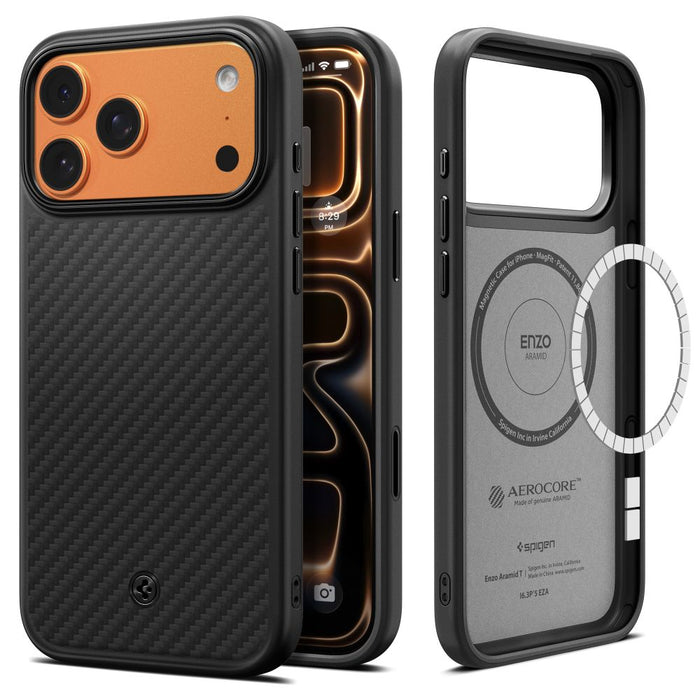 Spigen Enzo Aramid "T" MagSafe case for iPhone 17 Pro Max - black