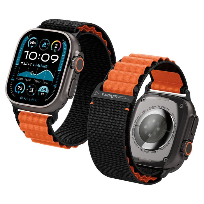 Spigen WBF1 Strap for Apple Watch 44 / 45 / 46 / 49 mm - Black and Orange