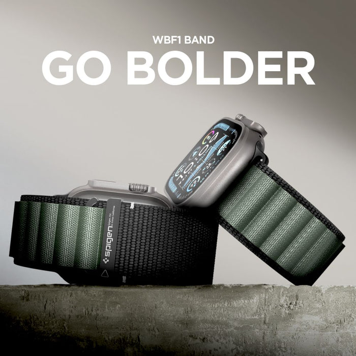 Strap Spigen WBF1 Strap for Apple Watch 44 / 45 / 46 / 49 mm - Black and Green