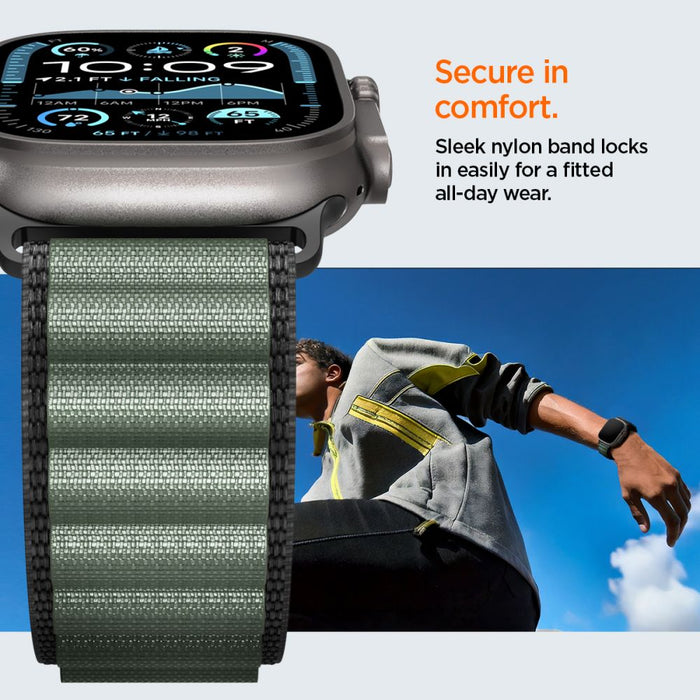 Strap Spigen WBF1 Strap for Apple Watch 44 / 45 / 46 / 49 mm - Black and Green