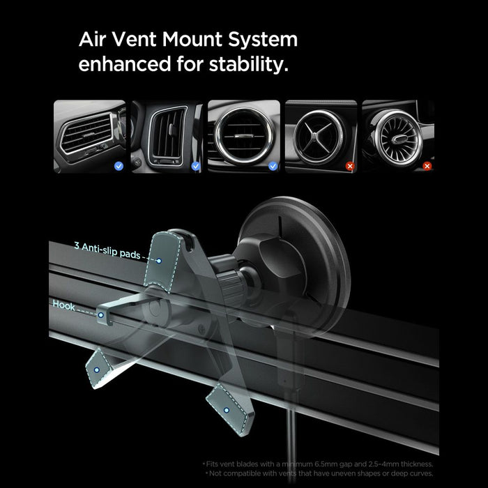 Spigen EV15MAQ Essential Qi2 MagSafe Car Air Vent Holder - Black