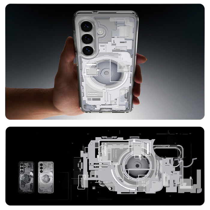 Spigen Ultra Hybrid Mag MagSafe Case for Samsung Galaxy S26 Zero One - Clear and White