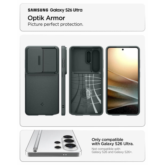 Spigen Optik Armor Case for Samsung Galaxy S26 Ultra - Green