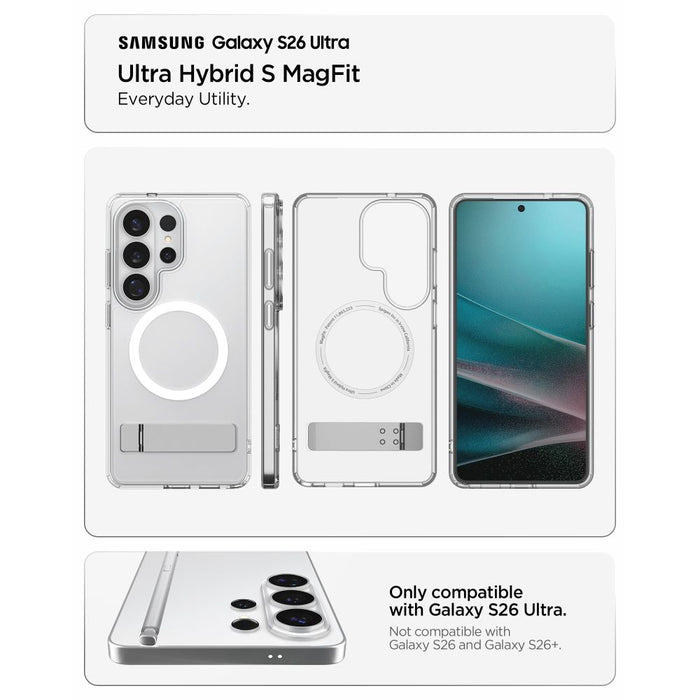 Spigen Ultra Hybrid S Mag MagSafe Case for Samsung Galaxy S26 Ultra - Clear and White