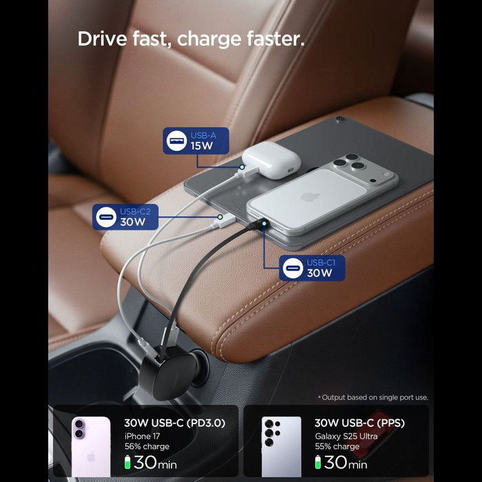 Spigen EV603BT 60W Car Charger - Black