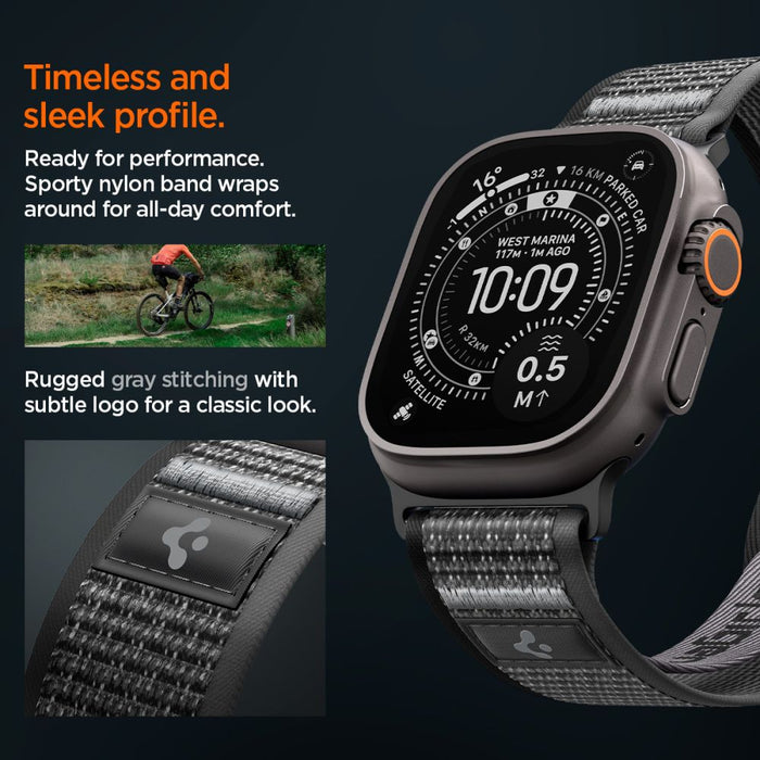 Spigen Athlex Air 2 Strap for Apple Watch 44/45/46/49mm - Black and Gray