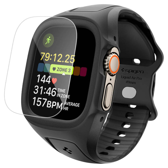 Spigen Liquid Air Pro Case Strap + 9H Tempered Glass for Apple Watch Ultra 49mm - Black