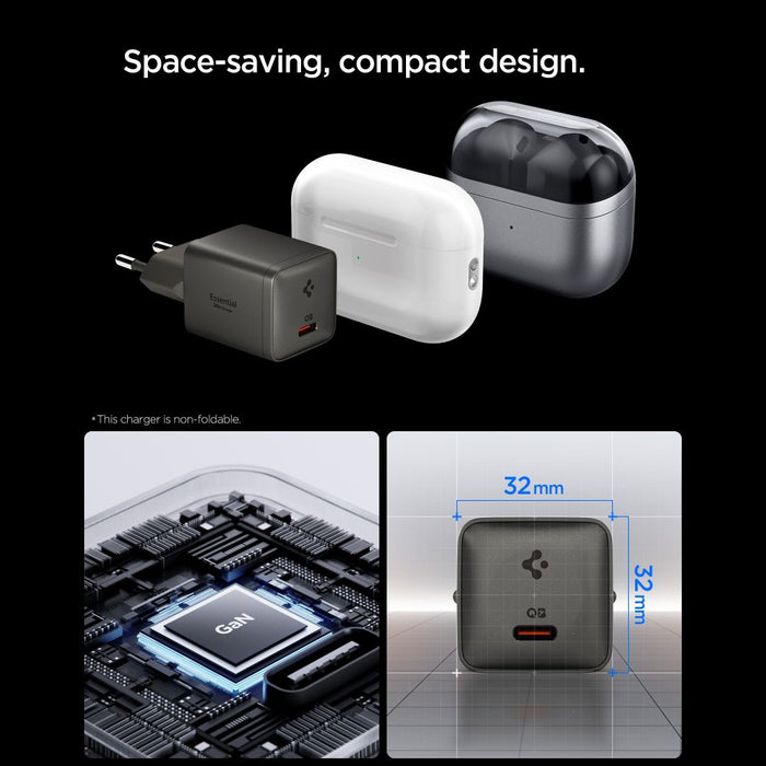 Spigen Essential EE301EU 1-Port 30W Wall Charger - Dark Gray