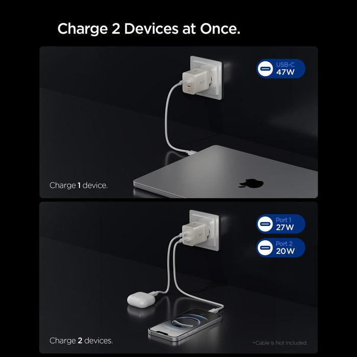 Spigen Essential EE472EU-GAN 2-Port 47W Wall Charger - Titanium