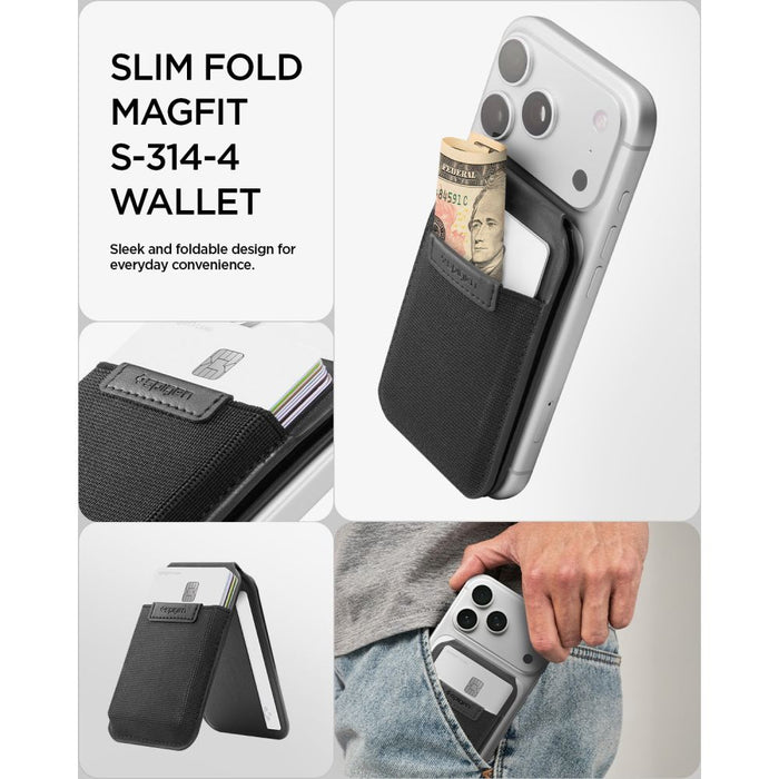 Spigen Slim Fold S314-4 MagSafe Phone Wallet - Black