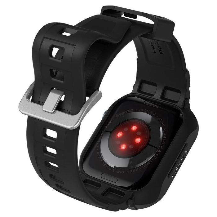 Spigen Rugged Armor Pro Case with Strap for Apple Watch 4 / 5 / 6 / 7 / 8 / SE (44/45 mm) - Black