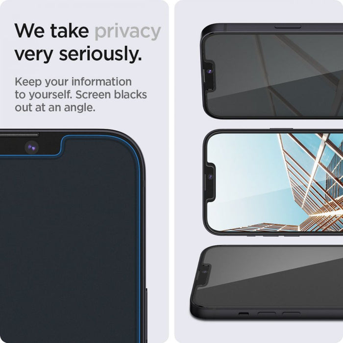 Spigen Glas.tR EZ Fit Privacy Tempered Glass for iPhone 13 / 13 Pro / 14 / 16e / 17e - 2 pcs.