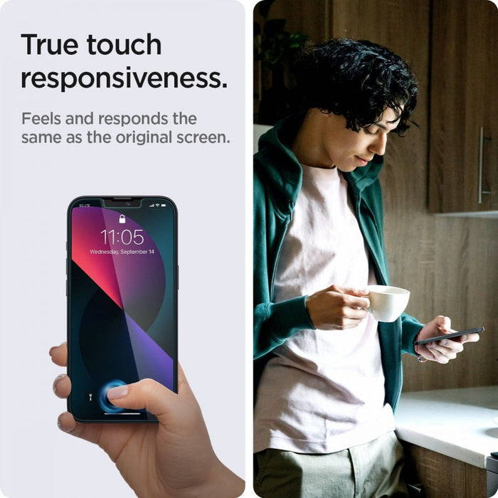 Spigen Glas.tR EZ Fit Privacy Tempered Glass for iPhone 13 / 13 Pro / 14 / 16e / 17e - 2 pcs.