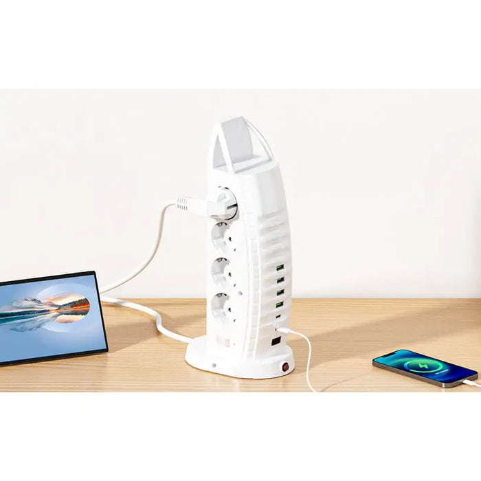 SPLITTER 8 SOCKETS WITH 4 USB-A AND 2 USB-C WHITE LAVAR DUBAl DB820 - Разклонители и