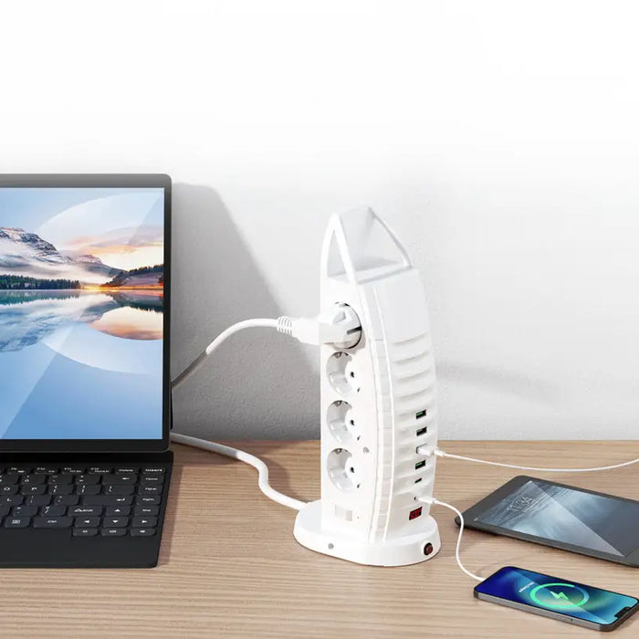 SPLITTER 8 SOCKETS WITH 4 USB-A AND 2 USB-C WHITE LAVAR DUBAl DB820 - Разклонители и