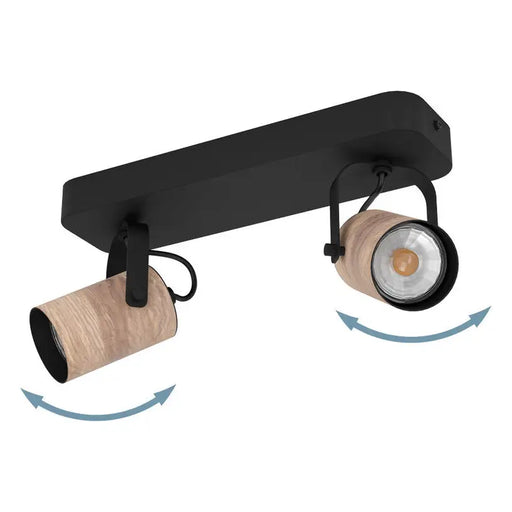 SPOTLIGHT 2XGU10 BLACK EGLO CAYUCA - Спотове<<<Вътрешно осветление<<<Мебели и интериор<<<Praktiker&&&Спотове<<<Вътрешно