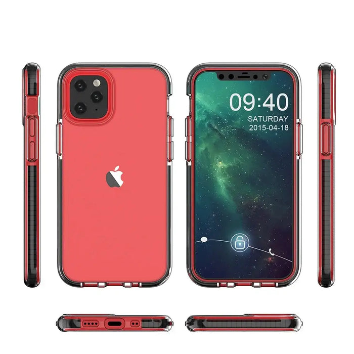 Spring Case clear TPU gel protective cover with colorful frame for iPhone 12 mini dark blue - Cell phone cases