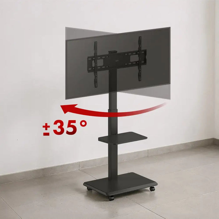 Stand / cart for TV Ergo-Office max. load 50kg / 5kg shelf max. VESA 600x400 built-in power strip black ER-304 B