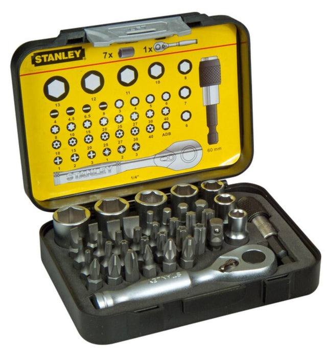 set of 39 pieces of 1/4 inch ends with ratchet