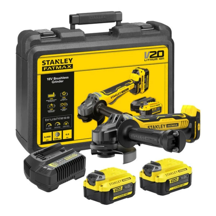 125 mm cordless angle grinder 2x4.0Ah SFMCG700M2K STANLEY