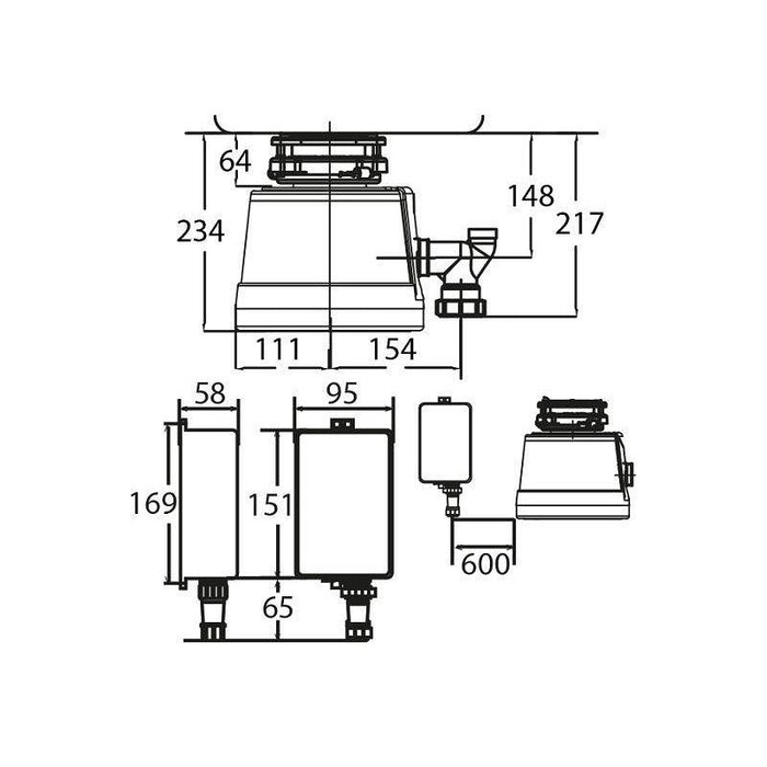 Built-in accessories Status NEXT 300 Compact WASTE DISPOSER