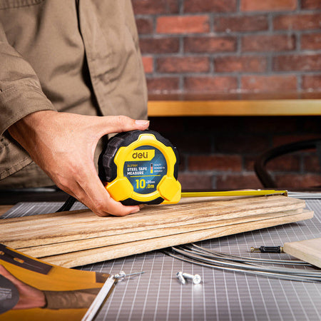 Steel Measuring Tape 10m/25mm Deli Tools EDL3799Y (yellow) - Measuring tools<<<Tools<<<InnproXML