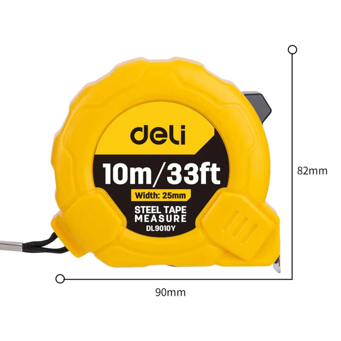Steel Measuring Tape 10m/25mm Deli Tools EDL9010Y (yellow) - Measuring tools<<<Tools<<<InnproXML