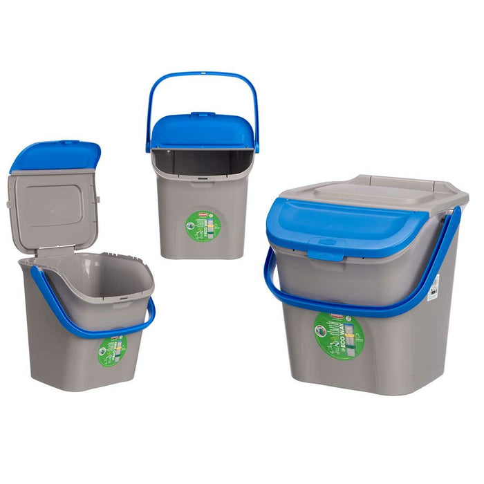 Waste bin Stefanplast ECOWAY Blue Grey polypropylene 28 L Stackable (6 Units)