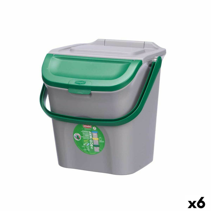 Waste bin Stefanplast ECOWAY Green Grey polypropylene 28 L Stackable (6 Units)