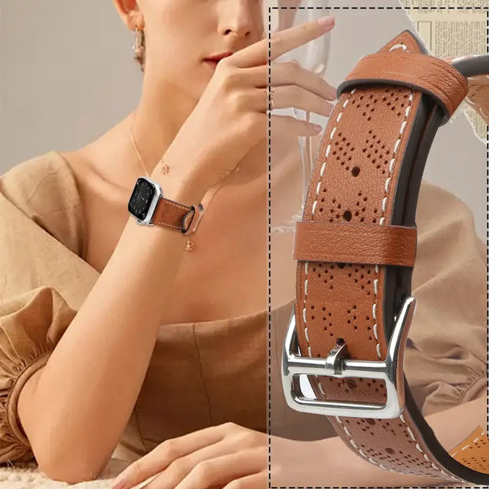 Strap Leather leather strap Apple Watch SE 9 8 7 6 5 4 3 2 1 (41 40 38 mm) band bracelet brown - Cell phone cases