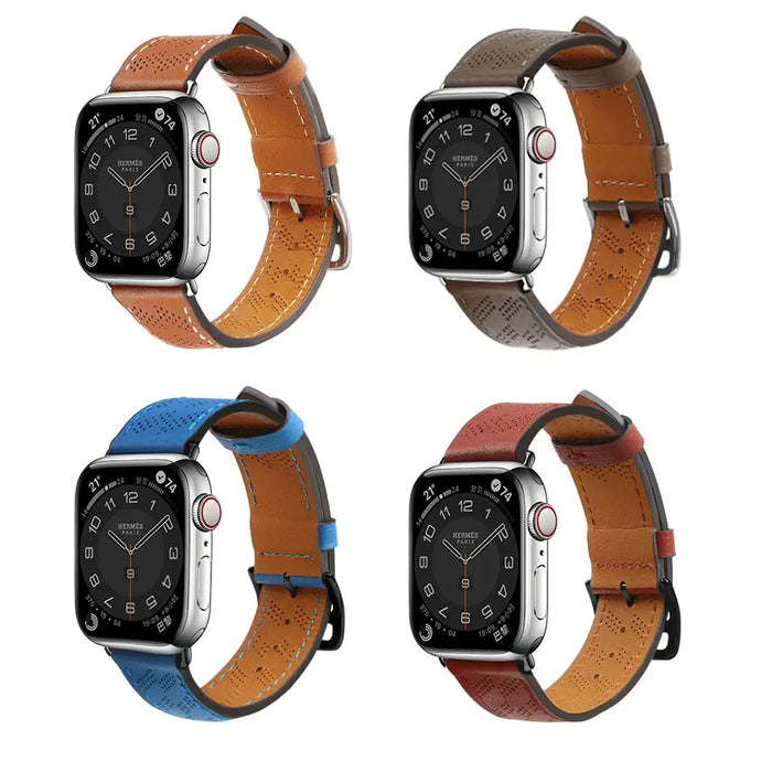 Strap Leather for Apple Watch 38 / 40 / 41 mm band bracelet - red - Smartwatch straps and cases<<<HurtelXML