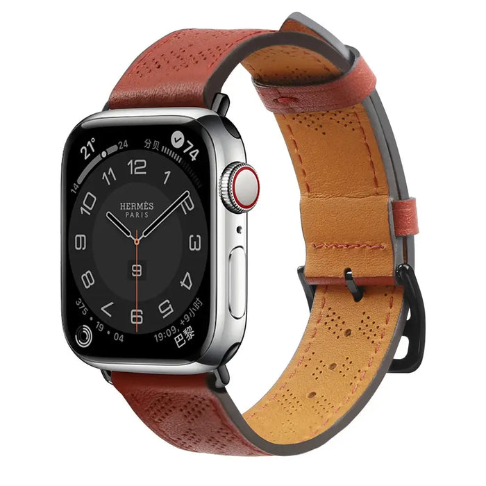 Strap Leather for Apple Watch 42 / 44 / 45 / 49 mm band bracelet - red - Cell phone cases and covers<<<HurtelXML