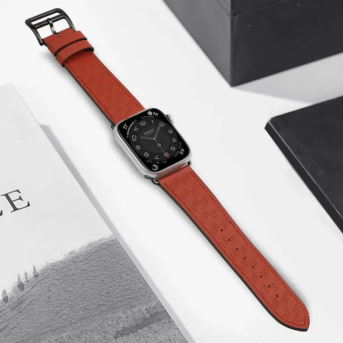Strap Leather for Apple Watch 42 / 44 / 45 / 49 mm band bracelet - red - Cell phone cases and covers<<<HurtelXML