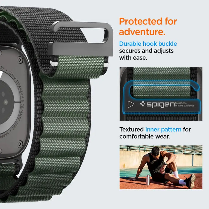 Strap Spigen WBF1 Strap for Apple Watch 44 / 45 / 46 / 49 mm - Black and Green - Other cell phone equipment<<<HurtelXML