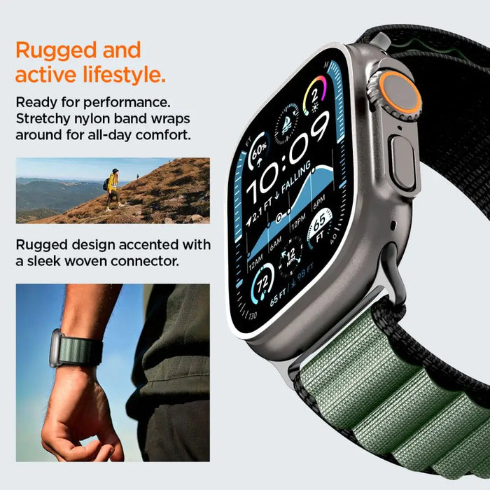 Strap Spigen WBF1 Strap for Apple Watch 44 / 45 / 46 / 49 mm - Black and Green - Other cell phone equipment<<<HurtelXML