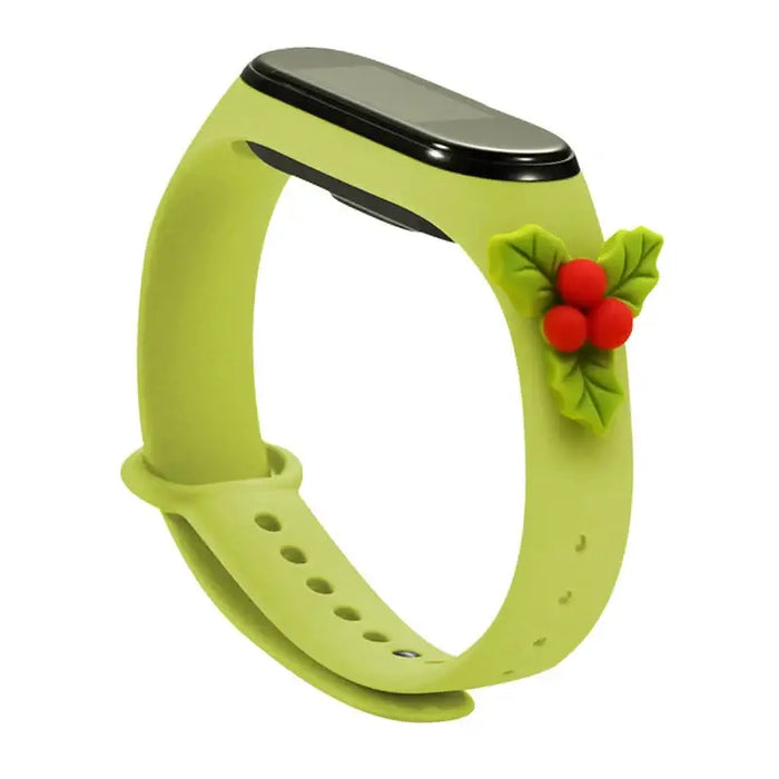 Strap Xmas for Xiaomi Mi Band 3 / 4 Christmas Silicone Strap Bracelet with Holly - Green - Smartwatch straps