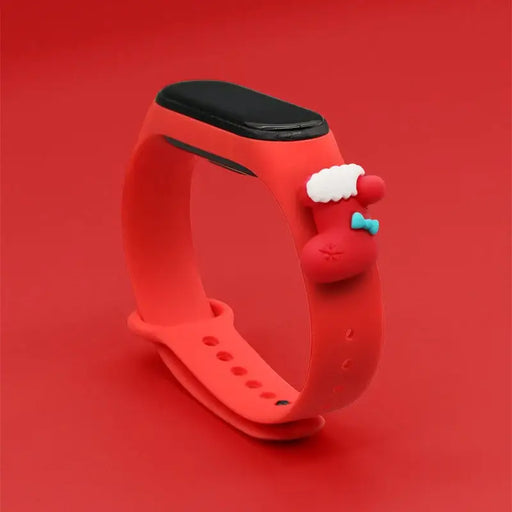 Strap Xmas for Xiaomi Mi Band 3 / 4 Christmas Silicone Strap Bracelet with Sock - Red - Smartwatch straps