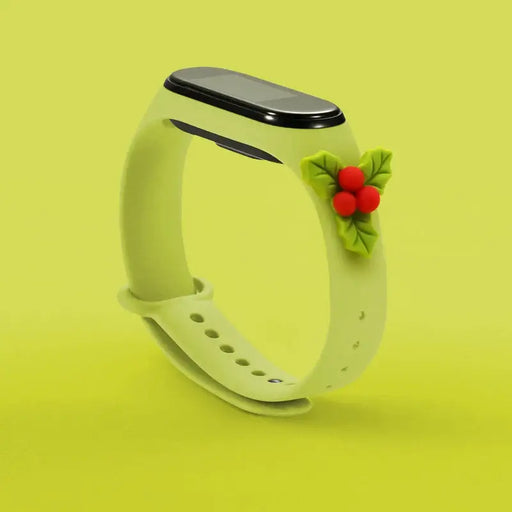 Strap Xmas for Xiaomi Mi Band 5 / 6 Christmas Silicone Strap Bracelet with Mistletoe - Green - Smartwatch straps