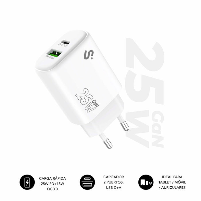 Wall Charger Subblim SUBCHG-6G2510 White 25 W