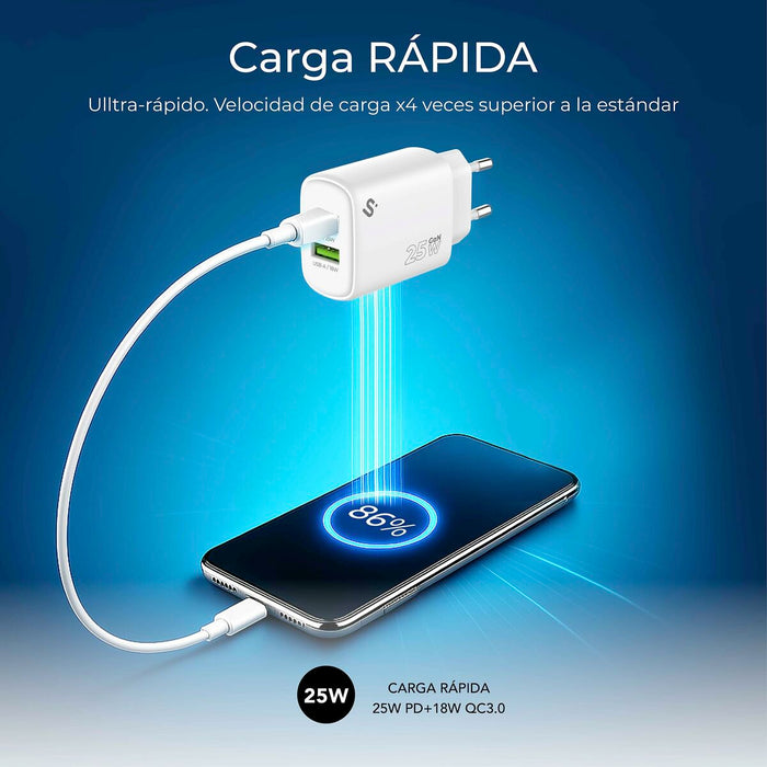 Wall Charger Subblim SUBCHG-6G2510 White 25 W