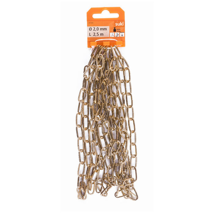 STEEL CHAIN EMBOSSED BRASS 2 MM 2.5 M SUKI