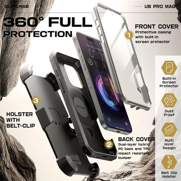 Supcase UB Pro Mag MagSafe iPhone 16 Pro Case - Gray - Cell phone cases and covers<<<HurtelXML