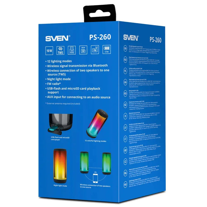 SVEN PS-260 portable/party speaker Mono portable speaker Black 10 W - Bluetooth portable