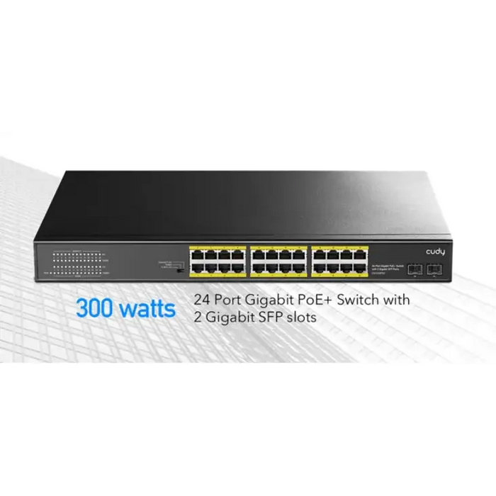 Switch Cudy GS1028PS2 24 ports 10/100/1000 24× GbE with 802.3at/af PoE 2× Uplink SFP Default/VLAN/Extend Modes for 19’’
