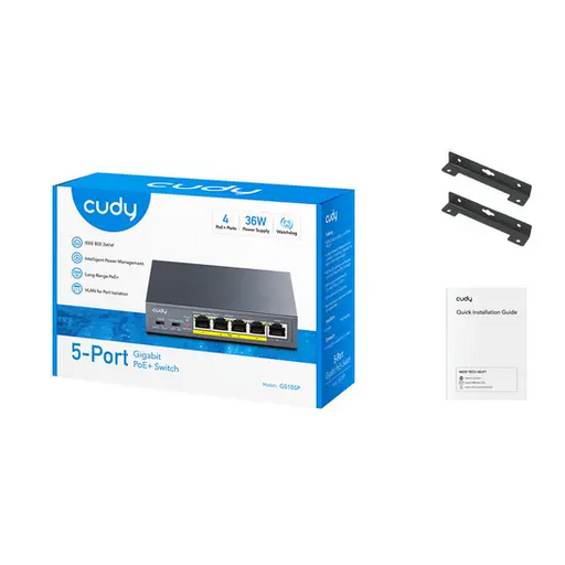 Switch Cudy GS105P 5x port POE metal housing + Switch 36W uncontrollable - Суичове - без контрол<<<Мрежово