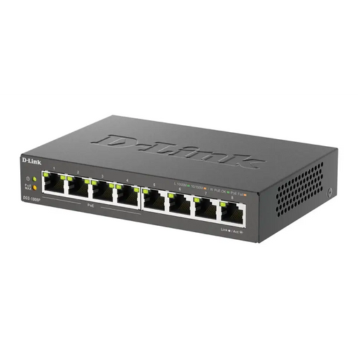 Switch D-Link DGS-1008P 4x PoE + 4 x standard 10/100/1000 Gigabit, - Комутатор - Неуправляеми<<<Мрежи<<<Мрежи и умен